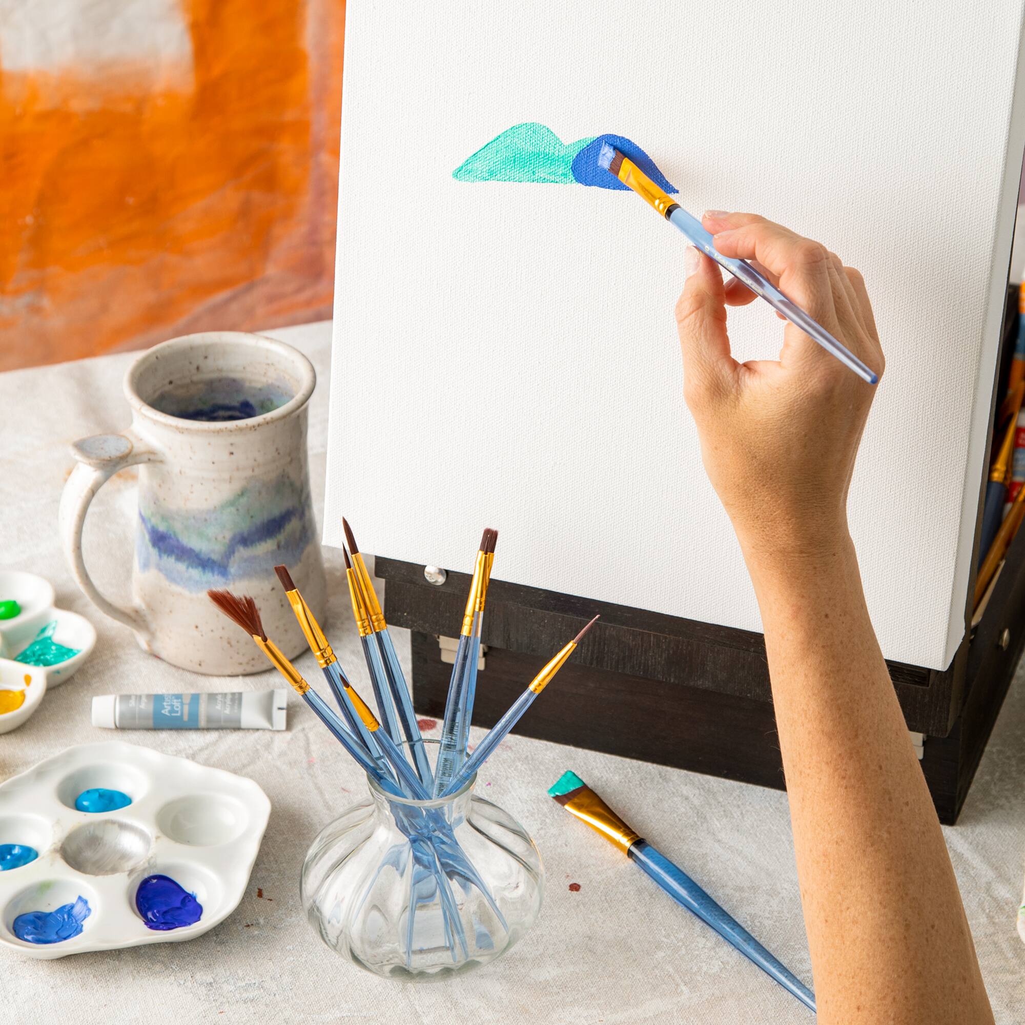 12 Packs: 10 ct. (120 total) Necessities™ Brown Synthetic Acrylic Brush Set by Artist's Loft™